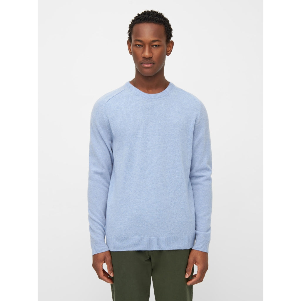 Knowledge Cotton Apparel - O-neck wool knit Asley Blue