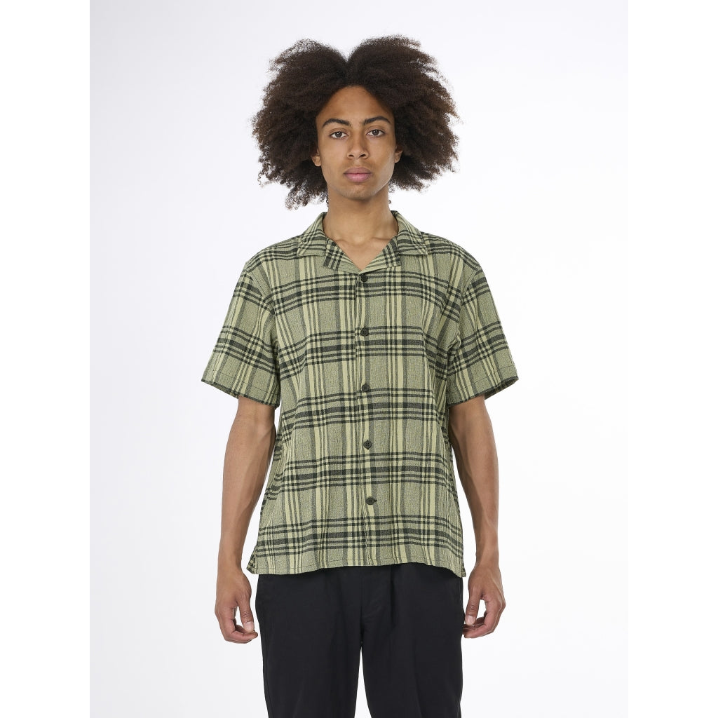 Knowledge Cotton Apparel -Shirt Short Sleeved Checkered Green Check