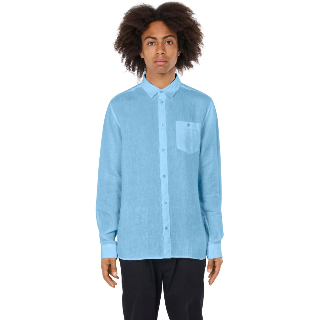 Knowledge Cotton Apparel -Shirt Linen Airy Blue
